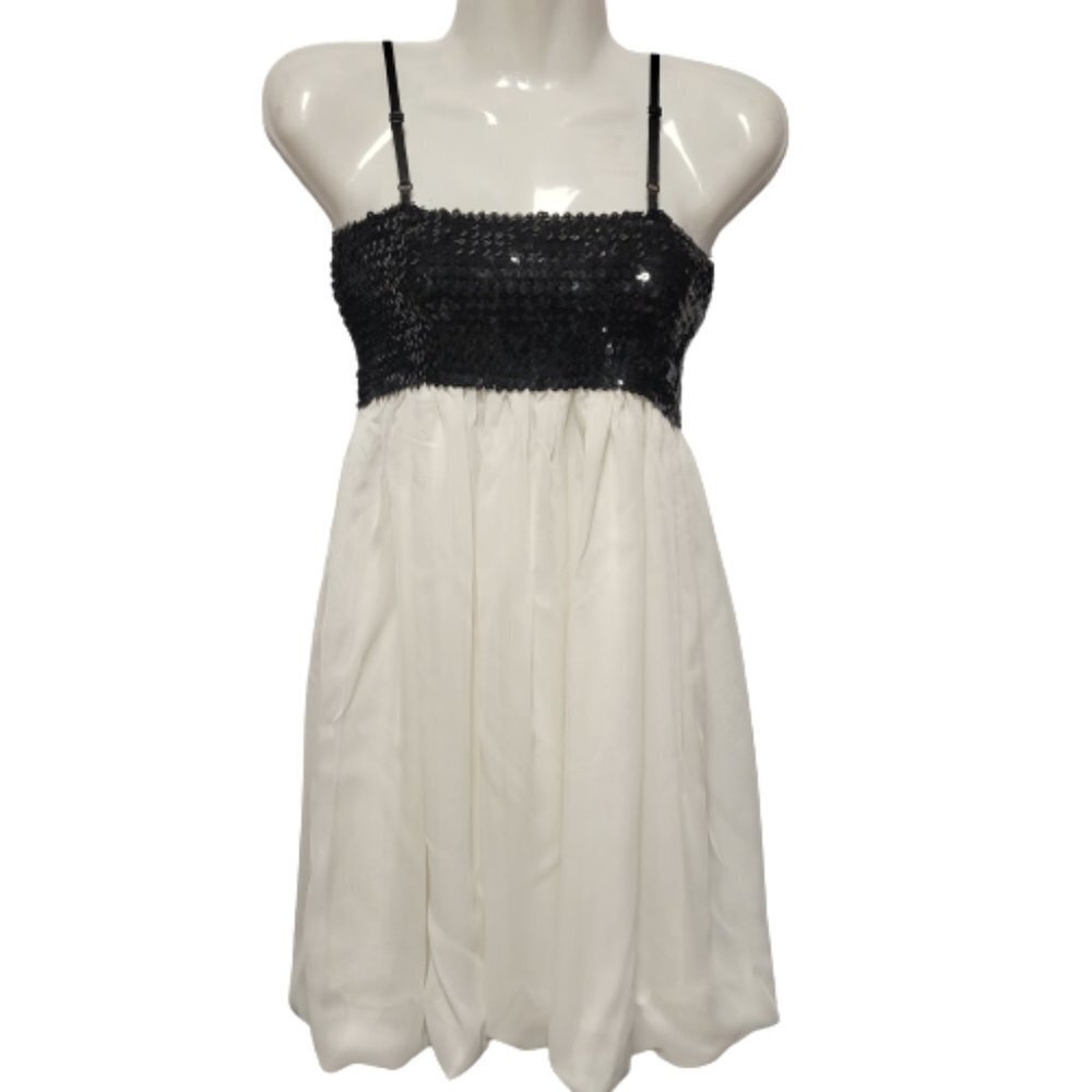 Spaghetti Strap  Empire Waist Sequin White Dress One Size